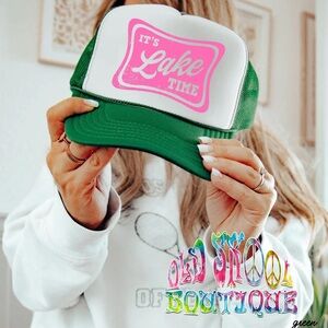 Green and Pink It’s Lake Time Trucker Hat
